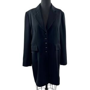VTG Maxime Paris Essentials Black 5 Button Notched Collar Long Coat Jacket 46